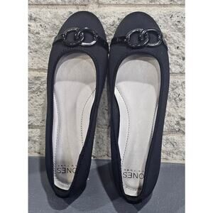 Jones New York Amanda Ballet Flats, Black Chain, Womens Sz 10M, New